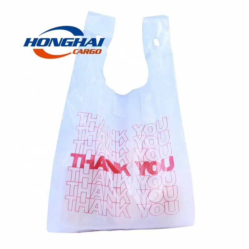 맞춤형 감사합니다 티셔츠 플라스틱 쇼핑백 식료품 가방 조끼 테이크 아웃 가방