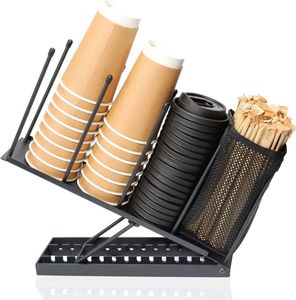 Distributeur de gobelets et de couvercles en métal réglable, porte-gobelets pour la vaisselle, pour l'utilisation de boissons - Product Image 6