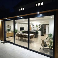 Porte coulissante moderne en aluminium à double vitrage Low-E, insonorisée et étanche, pour patio extérieur, modèle standard noir, de la marque KOJOON