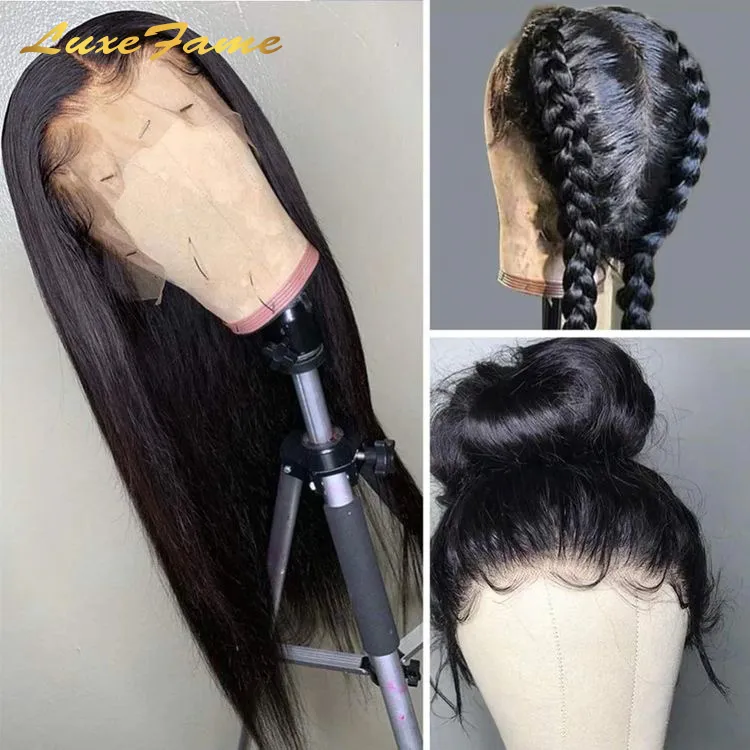 Temple indien brut 40 pouces de long cheveux en gros 100% cheveux humains naturel noir cuticule aligné perruque cheveux humains HD Lace Front perruques