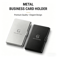 Porte-cartes de visite en métal de luxe avec logo personnalisé, étui à nom en acier inoxydable, design élégant, format de poche, boîte cadeau personnalisée