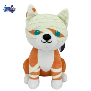 JOPARK Halloween Super Doux Velboa Tissu Peluche Animal Peluche Chien Jouet Dalmatien Peluches Cadeau Avec Chapeau Citrouille Pour Enfant Bébé Dec