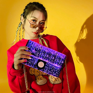 Zhizunlin thời trang đầy màu sắc ánh sáng lên ví sáng vuông Túi dẫn sợi quang Túi xách phát sáng cho wman Quà Tặng Đảng - Product Image 1