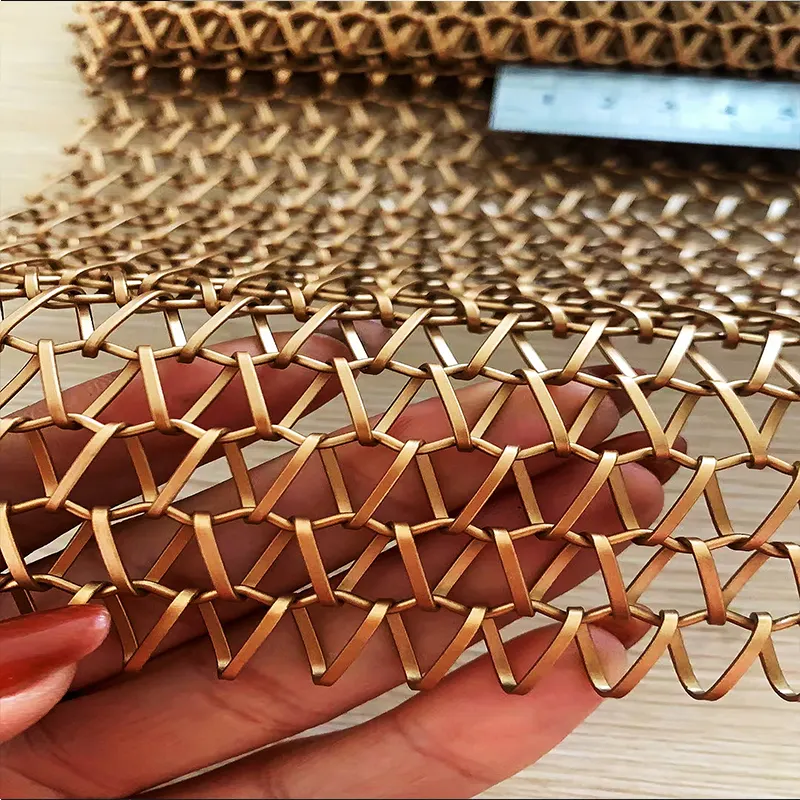 Gold Stainless Steel Spiral Decorative Metal Screen Mesh Architectural Decorative Spiral Wire For Restaurant Metal Mesh Curtain