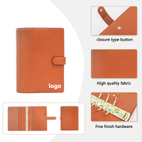 Cossni Classeur pour pochette de livre en cuir véritable avec logo personnalisé Classeur A5 à motif de litchi avec 6 anneaux et fente pour cartes Classeur A5 économique