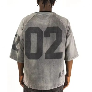 T-shirt Homme Vintage Oversize 100% Coton Personnalisé de Haute Qualité, Lavage Acide, Coupe Courte, Imprimé Numérique, Tissé, Idéal Été - Product Image 2