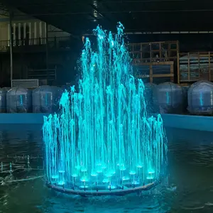 आउटडोर उद्यान सजावटी छोटे आधुनिक स्टेनलेस स्टील के साथ संगीत नृत्य पानी के फव्वारे एलईडी रोशनी