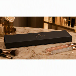 Boîte rigide magnétique pliable noire avec logo personnalisé, boîte <span class=keywords><strong>cadeau</strong></span> fine et luxueuse en mat pour les soins de la peau, les fards à paupières et les sérums - Product Image 5