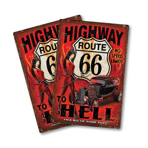 Home Office Werkstatt Bar Wand dekoration Fabrik rustikale Zinn Zeichen klassische Route 66 Metalls child Vintage Metall Poster benutzer definierte Großhandel - Product Image 2