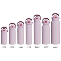 Bouteilles isothermes chaudes et froides, gourdes isolées en acier inoxydable 18oz avec poignée et couvercle à paille, noires