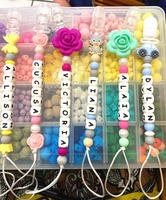 Perles en silicone sans BPA pour collier personnalisé, chaîne de sucette, lettres de l'alphabet à mâcher pour bébé