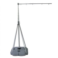 Support de bannière géante télescopique en aluminium robuste pour publicité extérieure, avec base remplissable d'eau, mât de drapeau en forme de L