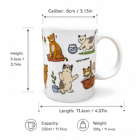 Mug à café en céramique 11oz avec illustrations de chats mignons, tasse à thé en porcelaine esthétique Kawaii, cadeau pour les amoureux des chats, décoration pour la maison et le bureau