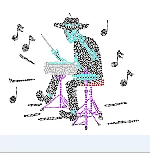 Custom Bling Instrumentos musicales Crystal Rhinestone Hotfix Motivos Diseños - Product Image 1