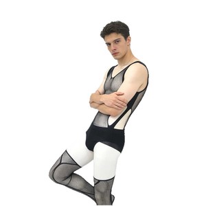 Men Sexy <b>Fishnet</b> Bodysuit Black Mesh Top Mid Rise Spandex Nylon Underwear - Product Image 5