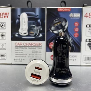 <span class=keywords><strong>Chargeur</strong></span> de voiture super rapide 48W avec double port USB-C et USB-A, allume-cigare, logo personnalisé, en stock, pour iPhone 15 16 17 Samsung S23 S24 - Product Image 4