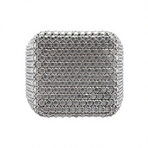 925 <b>Silver</b> Moissanite Cuban <b>Ring</b> Micro Insert Pave Set Hip Hop Band <b>for</b> <b>Men</b> Wedding Party Jewelry - Product Image 3