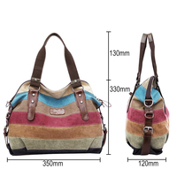 Mehrfarbig gestreifte Canvas-Handtasche, Umhängetasche, Schultertasche, Tragetasche für Damen