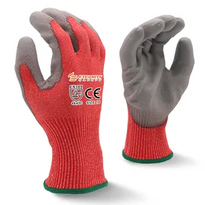 ENTE SAFETY Level 5 cut resistant industrial wholesale hand red working pu safety labor protection gloves