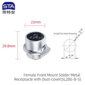 <span class=keywords><strong>SL20</strong></span>/LP20 prise d'aviation droite accouplement en plastique mâle femelle <span class=keywords><strong>2</strong></span> 3 4 5 6 7 9 12 14 connecteur en métal à souder carré à montage avant - Product Image 3