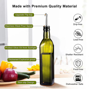 <span class=keywords><strong>Set</strong></span> di Bottiglie in Vetro Verde per Olio d'Oliva con Beccucci in Acciaio Inox e Imbuto |   Dispenser per Olio e Aceto a Prova di Perdite per Cucina - Product Image 4