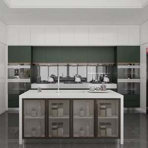 Isla de Cocina Modular Personalizada de Estilo Moderno con Acabado Brillante, Tablero de Melamina y Madera Contrachapada, Fregadero de Acero Inoxidable para Muebles de Hogar y Apartamentos - Product Image 1