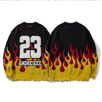 Pull-over d'hiver à logo personnalisé pour hommes, tricot à manches longues, style maillot de basket-ball au crochet avec lettre, tricots à motif