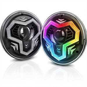 Kit de Faros Delanteros OVOVS de 7 Pulgadas con Halo Multicolor, Luz Alta/Baja e Intermitentes para Jeep Wrangler JK TJ LJ CJ <span class=keywords><strong>Chevy</strong></span> Hummer - Product Image 1