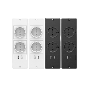 <b>Wall</b> <b>Socket</b> With 2 AC Outlets And <b>USB</b> Ports 230V 16A White And Black For Residential Use - Product Image 1