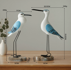 Ornement artisanal en bois <span class=keywords><strong>de</strong></span> mouette, sculpté à la main, motif rayé, style marin moderne et luxueux, modèle décoratif d'oiseau marin sur souche d'arbre - Product Image 6