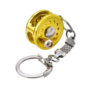 Strong Fish Wheel Keychain Gold Color Fly Fisherman Spinning Fishing Reel Miniature <b>Key</b> <b>Chain</b> With <b>Key</b> Ring - Product Image 6