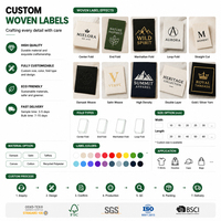Étiquette tissée personnalisée écologique haute densité avec logo 3D, thermocollante, pour vêtements et chaussures, en satin et caoutchouc, pliée au centre, découpée au laser