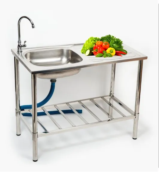 Olevsn Kitchen Sink Movable Washing Sink Kitchen Table Stainless Steel Carton Silver with 1 Bowl Sink Square Polished 500 PCS