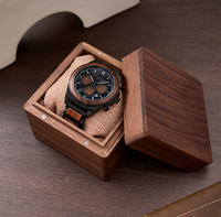 Boîte à montre en bois de noyer massif écologique, taille personnalisable, pour une seule montre-bracelet, avec logo gravable, emballage cadeau pour montre