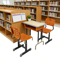 Chaise d'étudiant ergonomique avec appui-tête, crochet pour sac à dos, hauteur réglable, dossier en bois, design moderne pour mobilier de classe scolaire