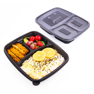 Microwave disposable 2 3 4 compartment PP plastic meal prep food storage container bento lunch food packing box with lid