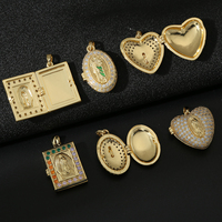 Liontin Bingkai Foto Tekstur Satu Sisi Hongtong untuk Wanita Warna Emas DIY Kalung Gelang Hati Locket Bunga Hadiah Pasangan