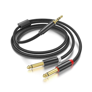 Adaptador de 3.5mm a Doble 1/4, Cable de Audio Mono TS de 1/8 a 6.35mm, Cable Divisor en Y Estéreo, Compatible con iPhone, iPod, 3.3 Pies - Product Image 1