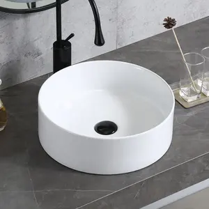 HY8156 Sanitary ware round shape ceramic white wash hand basin lavatory counter top basin