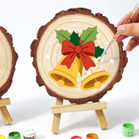 Motif Lonceng Natal, Cakram Kayu Pinus Belum Selesai dengan Zona Pewarnaan yang Sudah Ditandai, Dekorasi Karya Seni DIY untuk Mantel, Meja, dan Lemari Pajangan