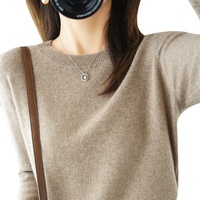 Pull en maille tricotée ample à col rond et manches longues, couleur unie, en mélange de laine, nouvelle collection automne 2023, style coréen pour femme