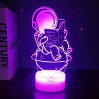 Veilleuse 3D Astronaute lisant un livre, panneau acrylique, base ABS, LED multicolore pour chambre d'adolescent