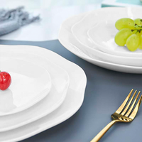 Assiettes de table en céramique blanche 12 pièces en porcelaine fine OEM ODM écologiques pour restaurants et hôtels