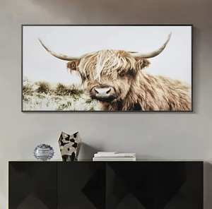Decorazione murale moderna arte rustico fattoria Highland mucca pittura su tela per la decorazione della casa - Product Image 3