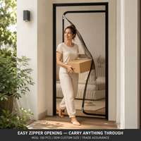 Moustiquaire de porte zippée moderne personnalisable, rideau en maille plissée en U, anti-insectes, imperméable, pour salle de bain et hôtel