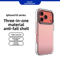 Funda para iPhone 18e I17 Pro, Transparente, Esmerilada, Antigolpes, Tres en Uno, Protectora, con Anillo de Cámara Extraíble, Color Sólido, Diseño de Estrella