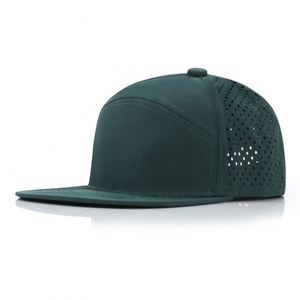 Casquettes Snapback ajustables à visière plate à 7 panneaux en denim bicolore unisexe en gros, logo personnalisé, imperméable, sport, extérieur - Product Image 6
