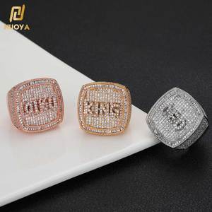Hip Hop <strong>Personalised</strong> Custom <strong>Name</strong> <strong>Ring</strong> Bling CZ Stone Square Shape Letter <strong>Rings</strong> for Women Men - Product Image 1
