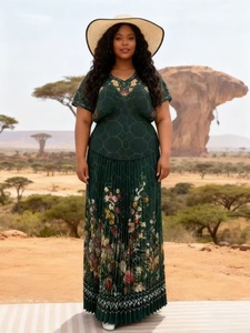 Nouvelle conception, vente chaude, robe plissée <span class=keywords><strong>Miyaki</strong></span> pour femmes, grande quantité, été automne, col en V avec motif floral - Product Image 2