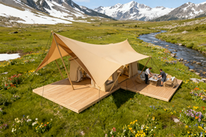 Tente <span class=keywords><strong>de</strong></span> safari <span class=keywords><strong>de</strong></span> luxe double pour 2 à <span class=keywords><strong>4</strong></span> <span class=keywords><strong>personnes</strong></span>, une chambre, un <span class=keywords><strong>salon</strong></span>, grand <span class=keywords><strong>balcon</strong></span>, cadre en acier quatre saisons, PVC Oxford UV - Product Image 2